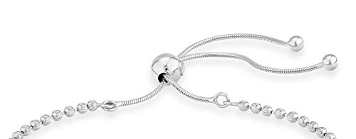 Miabella Women's Sterling Silver or 18Kt Yellow Gold Over Silver Infinity Adjustable Bolo Beaded Ball Chain Bracelet, Ma