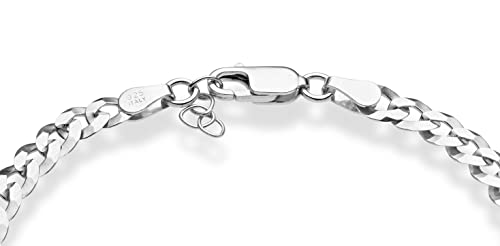 Miabella 925 Sterling Silver Italian Diamond-Cut Cuban Chain Bracelet for All Ages, Made in Italy