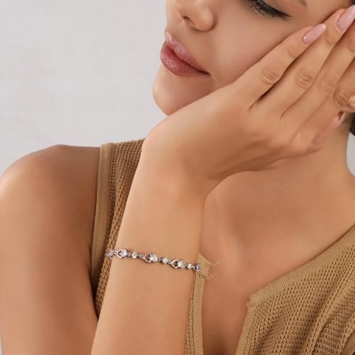 MOROTOLE Shiny Cubic Zirconia Heart Sterling Silver Bracelets for Women Trendy Gift
MOROTOLE Dadjustable Sterling Silver
