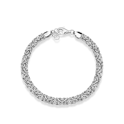 Miabella Italian 925 Sterling Silver Byzantine Bracelet for Women - Handcrafted Jewelry, Women's ankle bracelet, Elegant