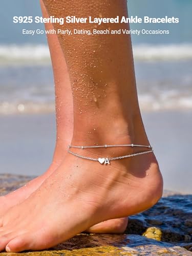PROSILVER Waterproof Dainty Layered Heart Anklet for Women
| PROSILVER S925 Sterling Silver Anklets for Women Kitten To