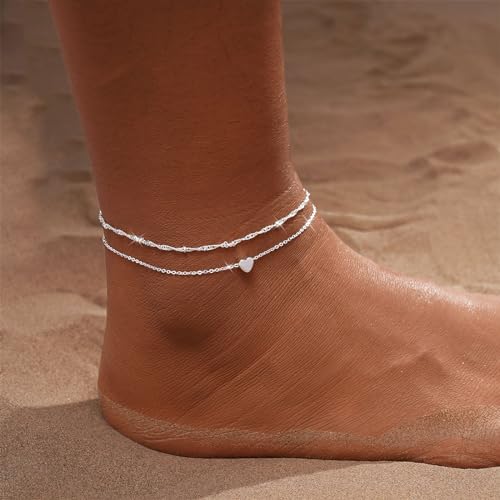 MFRYK Gold Waterproof Cuban Link Anklet for Women Trendy Jewelry Gift
| MFRYK Gold Plated Layered Heart Anklet for Wome