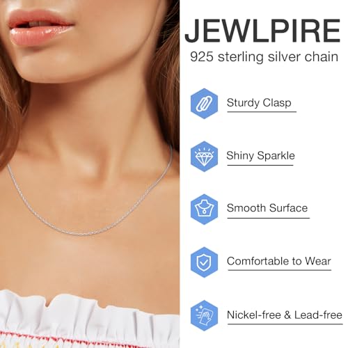 Jewlpire Solid 18k Gold Over 925 Sterling Silver Chain Necklace for Women  
Jewlpire Women's Sturdy & Shiny 1mm Cable Ch