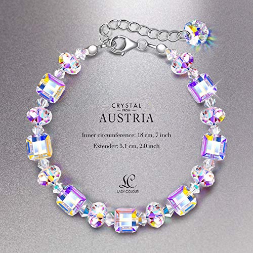 Women Northern Lights Crystals Sterling Silver Bracelet Gift Packaged with Jewelry Box
| Mother's Day Sterling Silver B