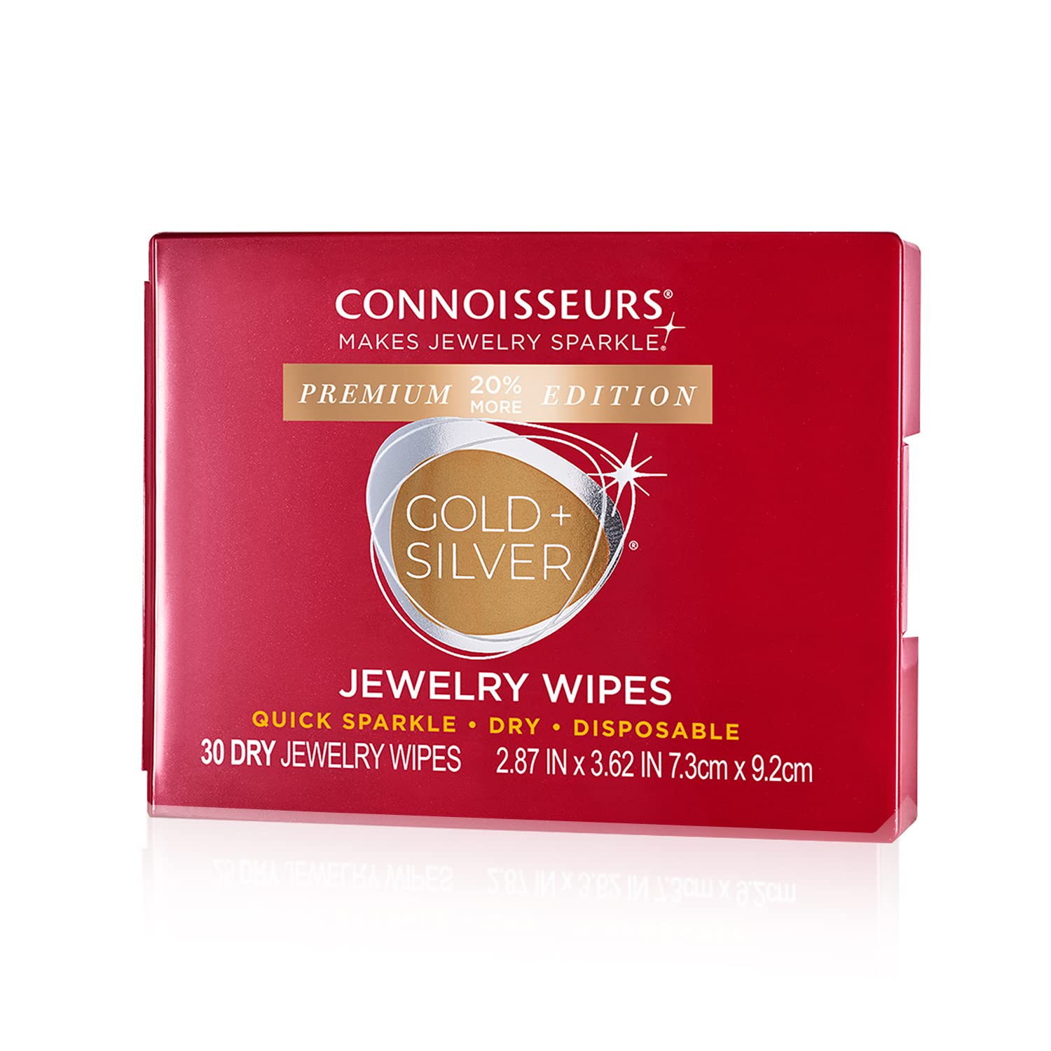 Connoisseurs Premium Edition Compact Jewelry Wipes No Rinse Gold and Silver Cleaner Polish Remove Tarnish Restore Brilli