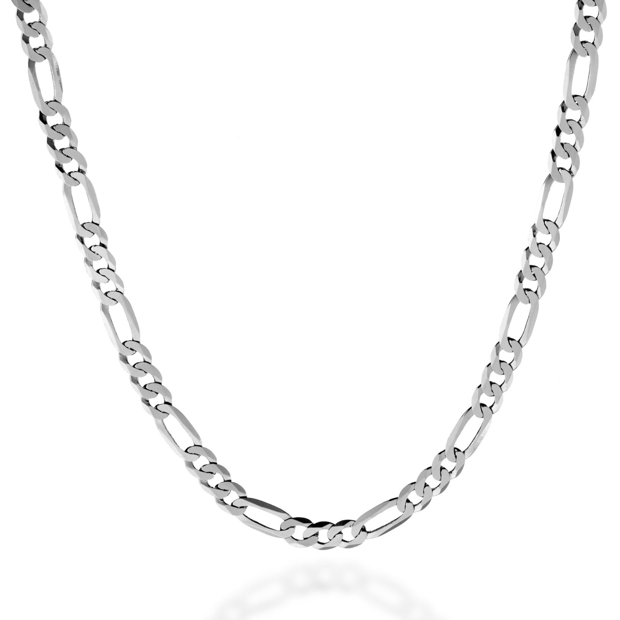 QUADRI Figaro 925 Sterling Silver Diamond-Cut Chain for Men, 16-30 Inch Necklace, Italian Made Gift Box Included