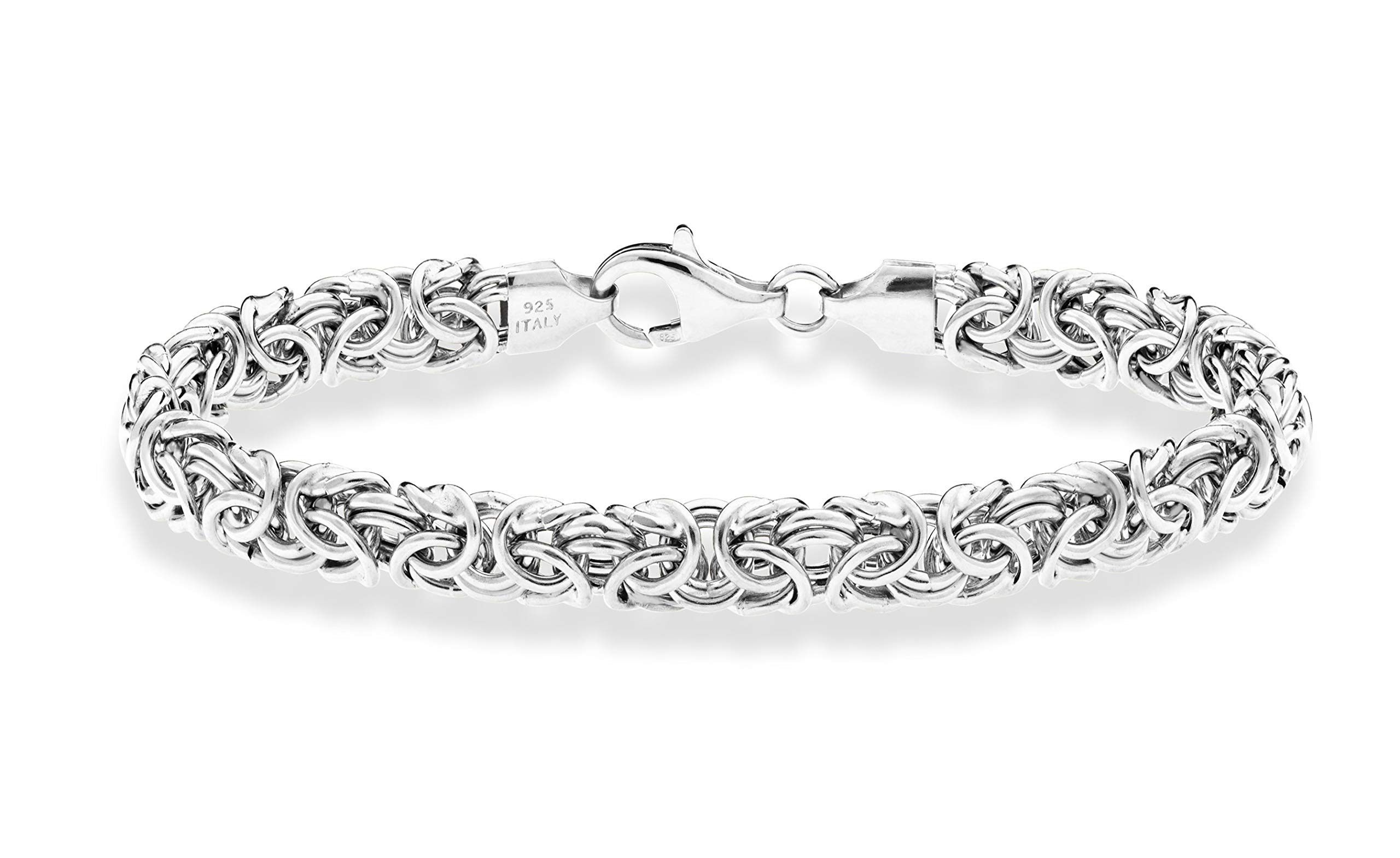 Miabella Italian 925 Sterling Silver Byzantine Bracelet for Women - Handcrafted Jewelry, Women's ankle bracelet, Elegant