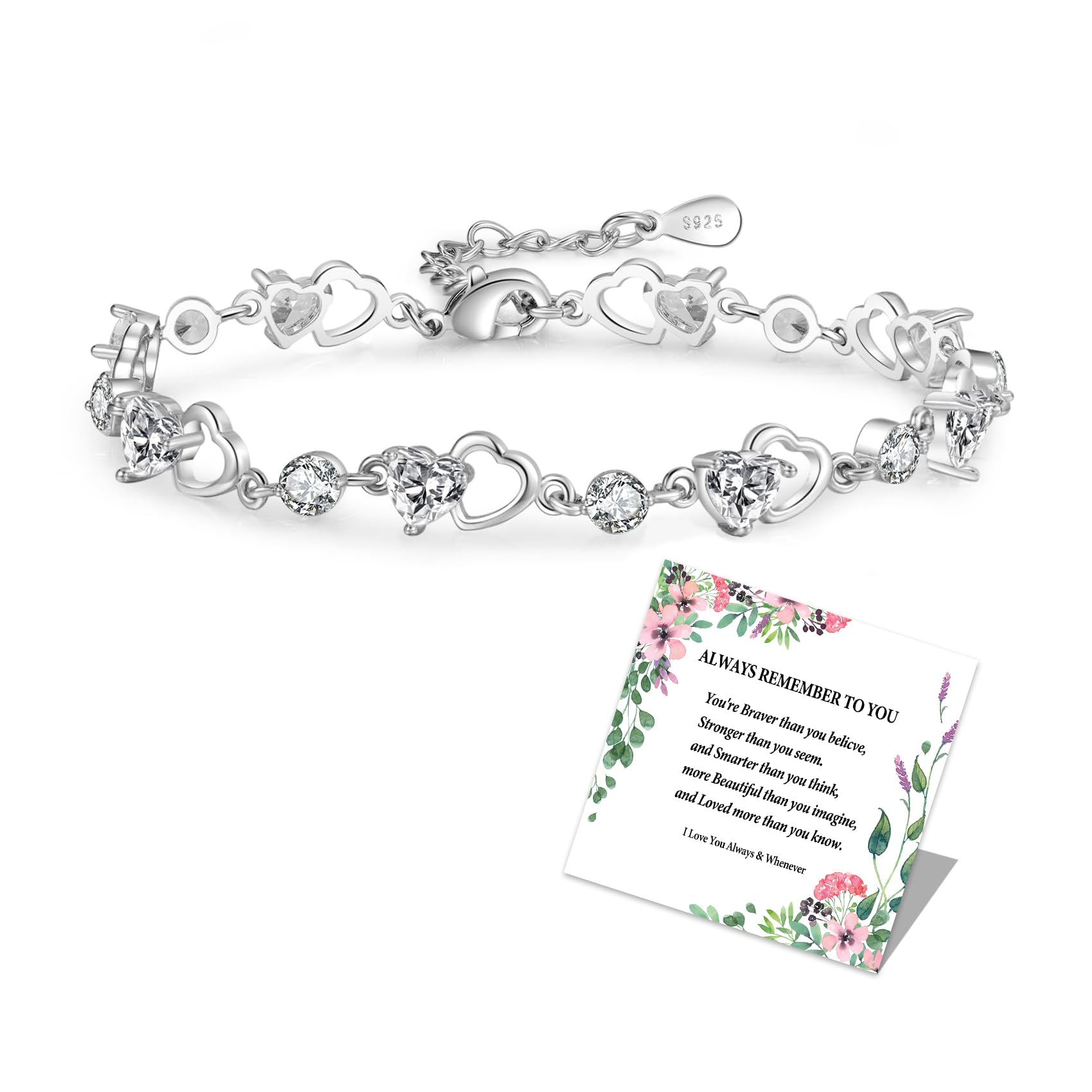 MOROTOLE Shiny Cubic Zirconia Heart Sterling Silver Bracelets for Women Trendy Gift
MOROTOLE Dadjustable Sterling Silver