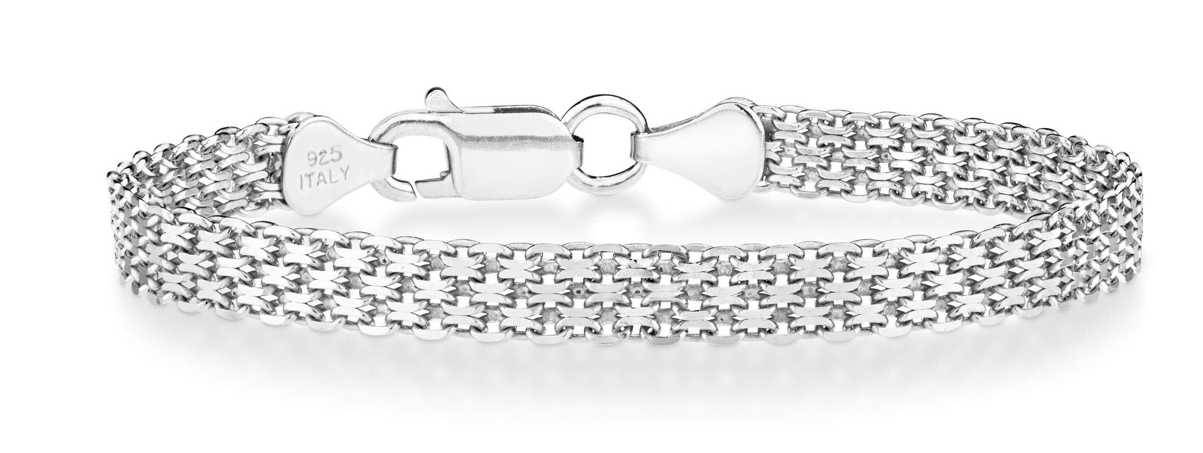 Miabella 925 Sterling Silver Italian Women's Mesh Link Chain Bracelet - Made in Italy