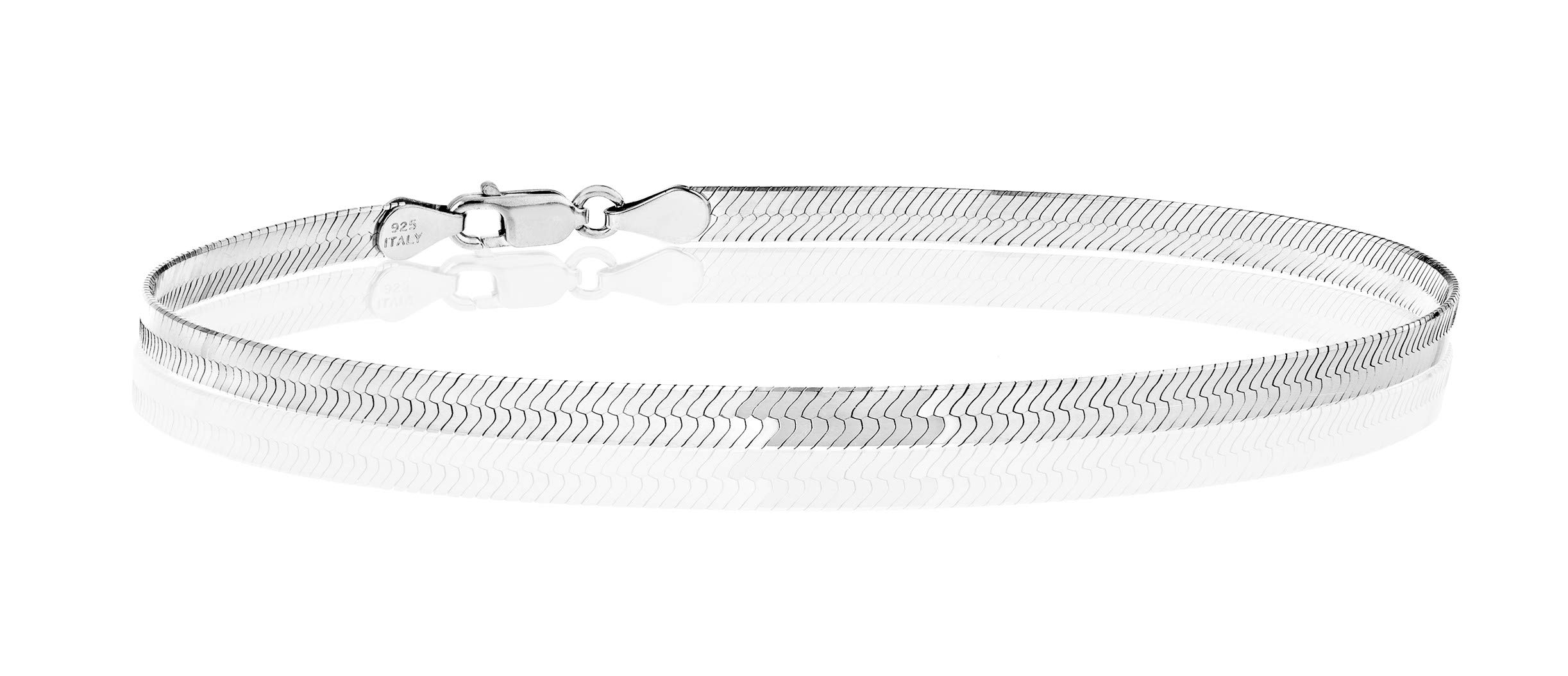 Miabella 925 Sterling Silver Italian Solid Herringbone Link Chain Anklet for Women, Made in Italy  
Miabella 925 Sterlin